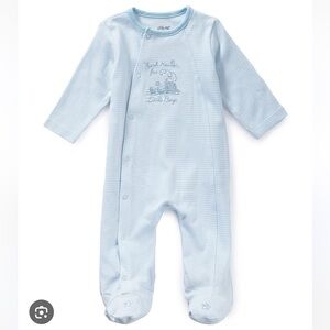 Little Me Blue and White Footies One Piece